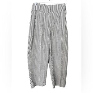 Zara Basic Navy and White Striped Trousers